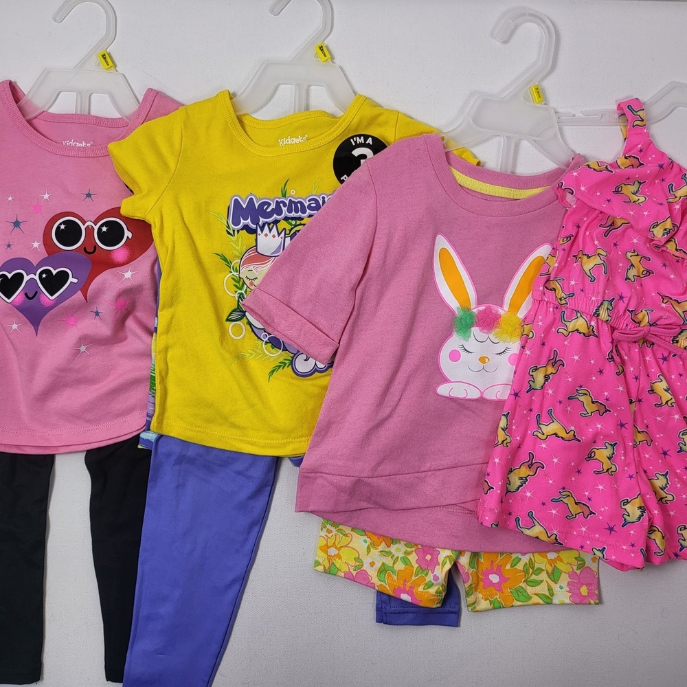 2 Kidgets 3 Piece Top Leggings 1 Short Set 1 Romper 24 Month Pink Yellow Purple